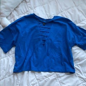 Fun Blue Forever 21 Cut Crop Top